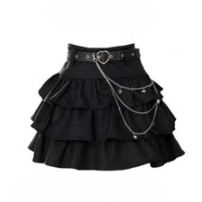 Y2K Fairycore Cottagecore Soft Girl Ruffle Lace Mini Skirt Tiered Coquette S-L
