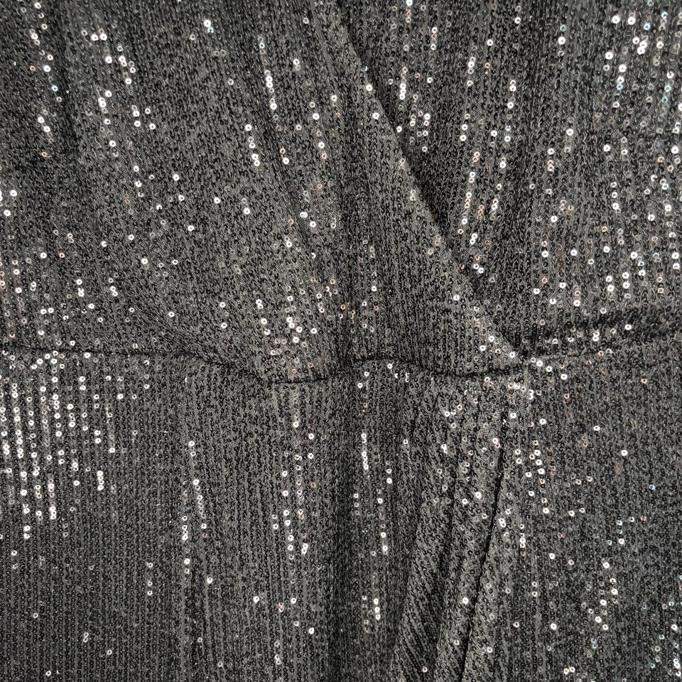 CITY CHIC NEW Dress Razzle Black Sequins Womans XXL 24 W Long Sleeve V-Neck Wrap - Image 2 of 4
