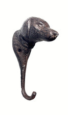 Dog Wall Hook Cast Iron Leash Key Towel Coat Antique Rustic Brown