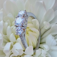 9ct Gold on Sterling Silver Trilogy Wedding Ring for Women & Ladies  with Box