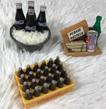 Set of 3 Vintage Coca-Cola 3D Magnets Iced Bottles Coke Case Recycle Shelf
