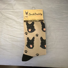 Sock Daddy Men's Dog Face Novelty Socks, Beige/Black, One Size