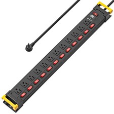 12-Outlet Power strip independent switches,and power cord managers,9ft Cord/15A
