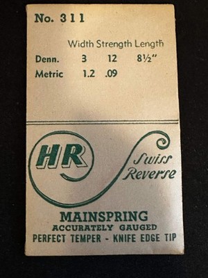 HR Mainspring No. 311 for Blancpain 46, 46N, Buren 55, Tissot 13.6, 15.2, 15.3 -