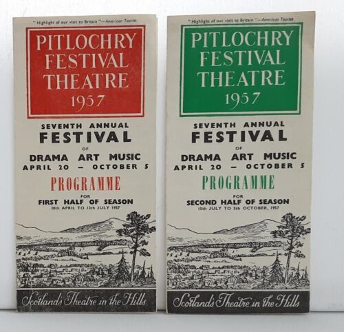 2 x Vintage 1957 Pitlochry Festival Theatre Programmes 1st & 2nd Half of Season - Picture 1 of 2