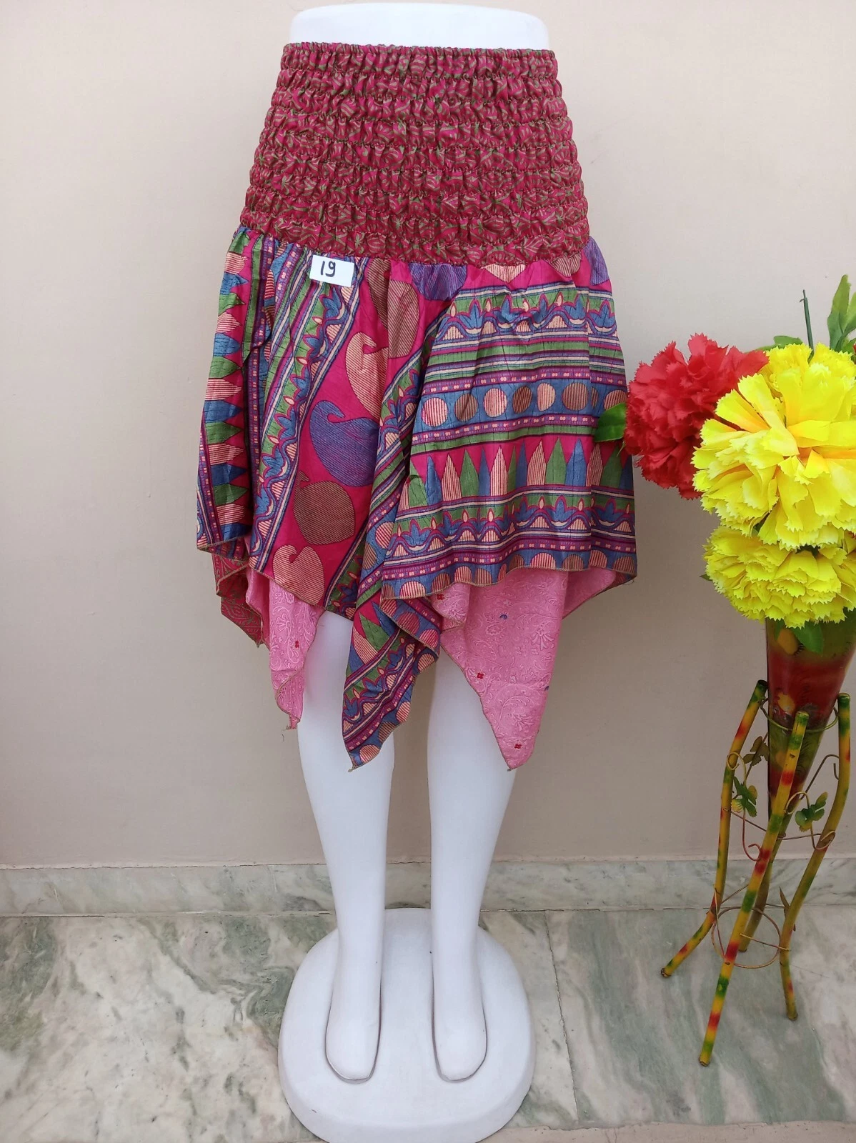 Indian Multi Floral Junglee Skirt Women Midi Pixie Skirt Beachwear Hippie Skirt