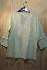 Vintage 2PC 100 Cotton Lightweight "me" brand yellow striped pant suit
