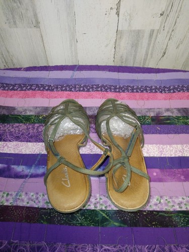 Clarks Green Leather Strappy Slingback Heels Size 10M - Picture 10 of 13