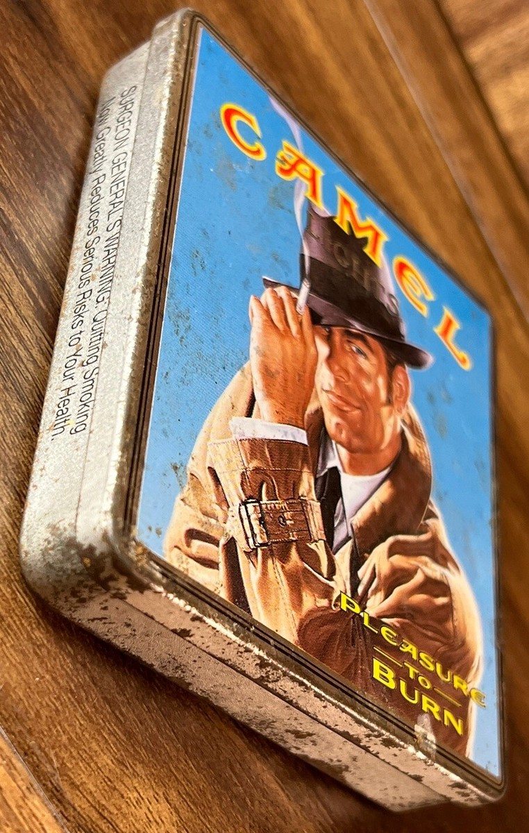 Vintage Camel Lights Metal Case Pleasure to Burn Cigarette Man Tin Promo Pack