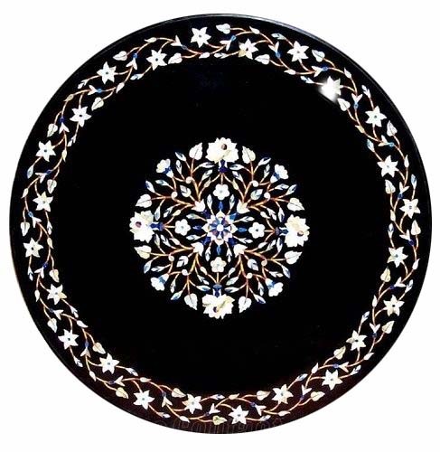 24-inch Floral Pietra Dura Marble Coffee Table Top for Home & Garden Decor