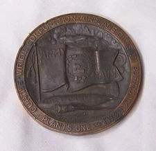 WWII BRONZE MEDAL CURTISS WRIGHT AIRPLANE DIVISION BUFFALO NY PRODUCTION AWARD