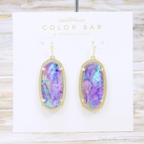 Neu ohne Etikett Kendra Scott Elle lila Abalone Muschel Ohrhänger goldfarben