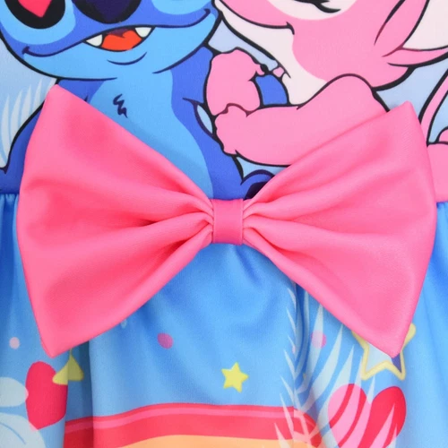 Stitch Lilo Girl Princess Dress Kid Sleeveless A-line bow tie Gown Pink Skirt - Picture 7 of 11