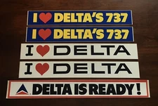 5 Vintage Delta Air Lines Bumper Stickers Collectibles