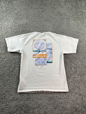 Adidas Originals Shirt Mens Small Beige Blue Floral Water Color