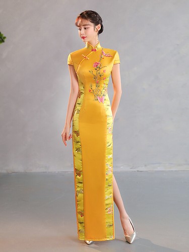 Runway Cheongsam New Chinese Womens Slim Fit Classical Long Style Banquet Dress - Picture 21 of 24