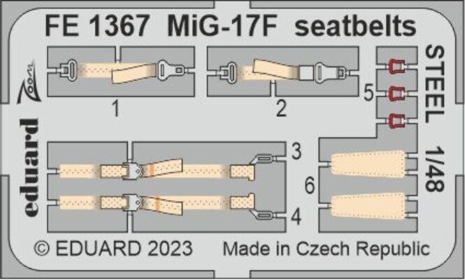 Eduard Accessories Fe1367 - 1:48 Mig-17F Seatbelts Steel 1/48 Ammo - New