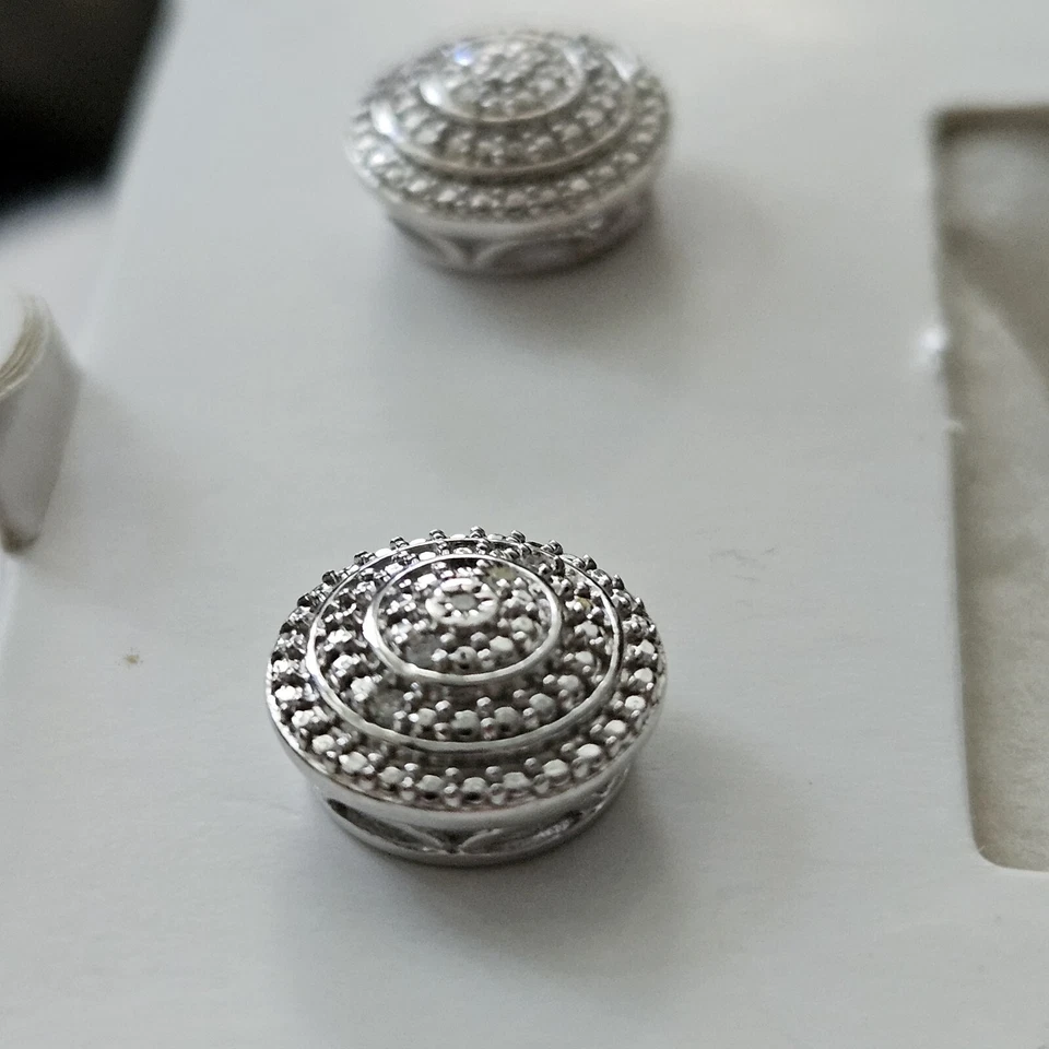 Sterling Silver 925 0.20Ct Diamond Cluster Halo Stud Earrings - Image 3 of 4