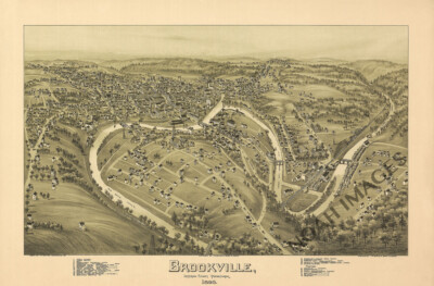 Panoramic Map of Brookville Pennsylvania 16x24