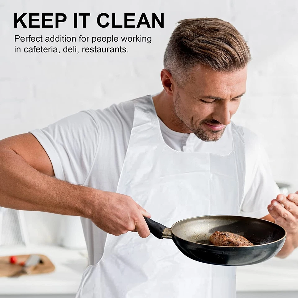 MT Products Disposable White Heavy Weight Plastic Apron 46" x 28" - Pack of 500 - Image 3 of 4