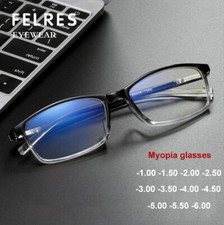 Square Myopia Nearsighted Glasses For Men Women Anti-Blue Light Retro Glasses