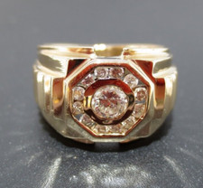 14K YG MEN'S DIAMOND CLUSTER RING 0.35 tcw SZ 7.25 5.79 grams G130545-1 