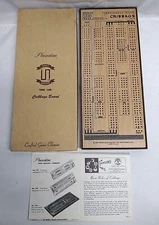 Vtg 1969 PLEASANTIME Wood 3 Lane CRIBBAGE BOARD 720 PACIFIC GAME Co USA NICE!