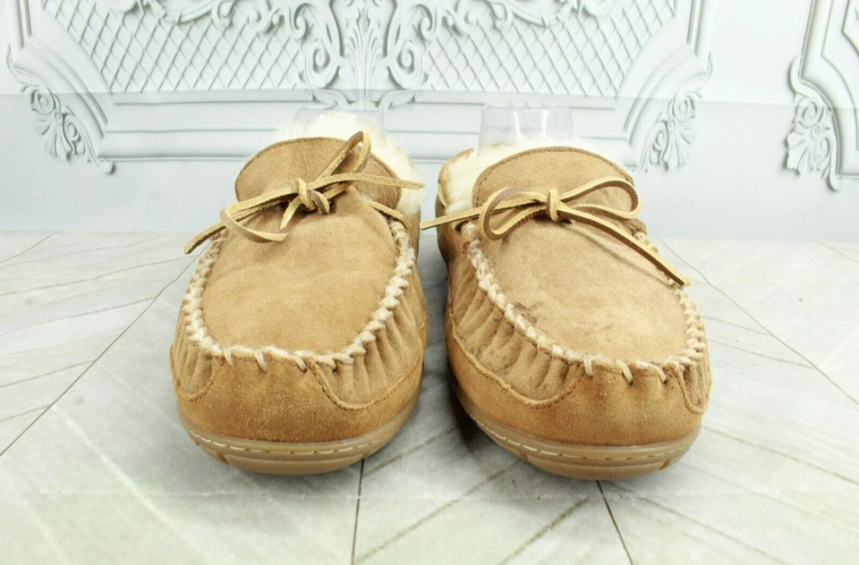 *LL Bean Mujer Marrón Gamuza Wicked Good Shearling Mocasín Zapatillas 12.5 Pulgadas Foto 3 de 4