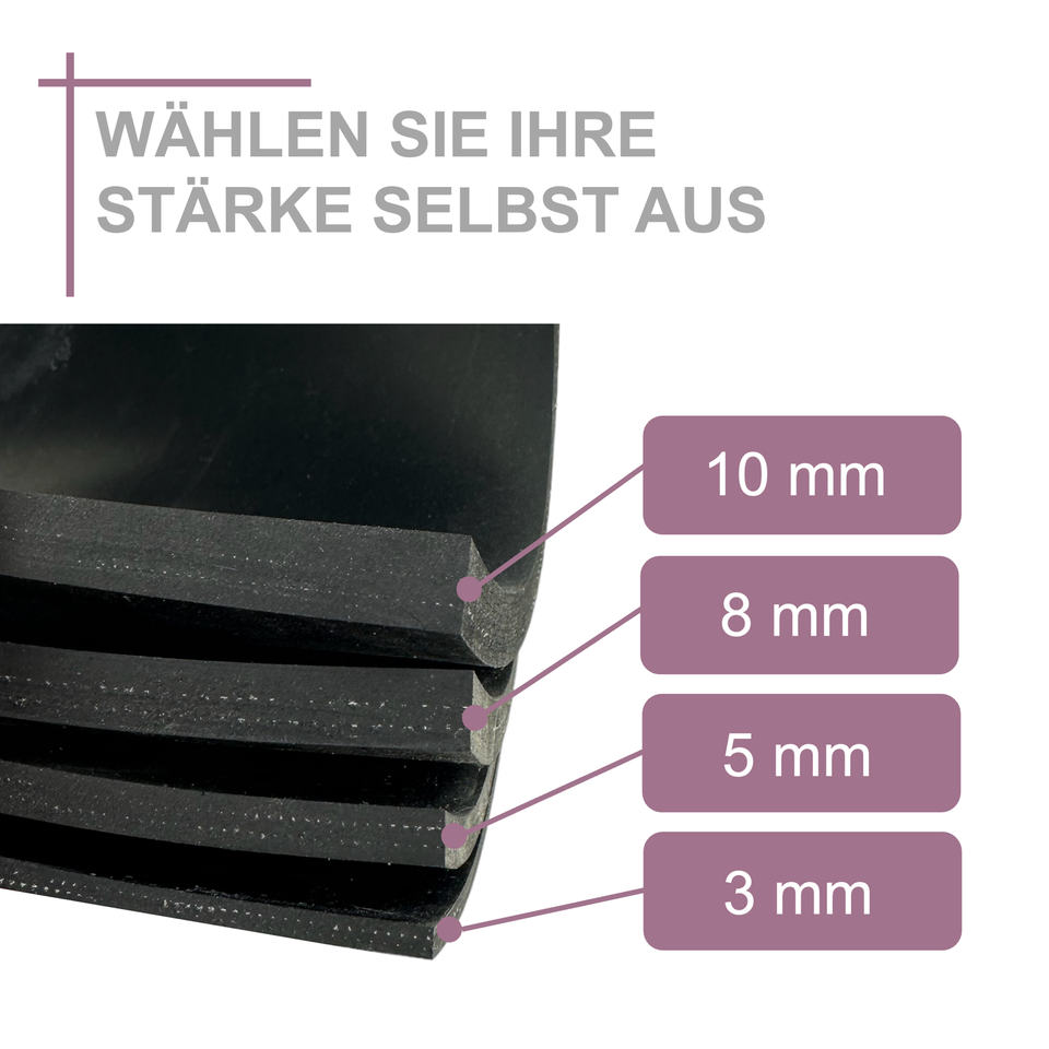 Gummistreifen 1,5m Lang 20mm Dick 80-200mm Breit Vollgummi Hartgummi Gummi