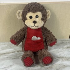 Dan Dee Monkey Valentines Day Plush Stuffed Animal 14" Brown Heart Pocket Ribbed