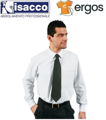 Isaac Herren Hemd weiß Langarm klassischer Kragen Tasche Uniform Arbeit