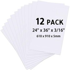 Foam Board 24" x 36", 12 Pack White Foam Poster Board, 3/16" Thick Foam Core ...