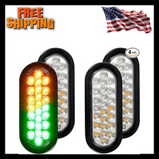 4 Pcs 6.5 Inch Oval Led Ambergreen Strobe Lights - 24 Led Trailer Tail Strobe 4 Pcs 6.5 Inch Oval Led Ambergreen Strobe Lights - 24 Led Trailer Tail Strobe