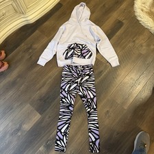 Puma Women Xs Purple Hoodie And Leggings Set Tiger Print
