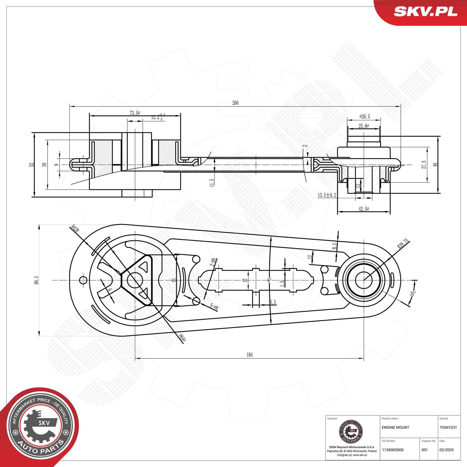 Fits SKV GERMANY 75SKV231 ENGINE CUSHION 75SKV231   ⭐UK Stock⭐