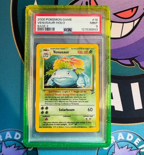 Pokémon Card Venusaur 18/130 Base Set 2 Holo PSA 9 Mint Swirl