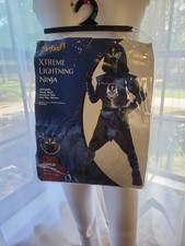 Spirit Halloween Xtreme Lightning Ninja Costume Kids Boys Blue Black Large 12-14