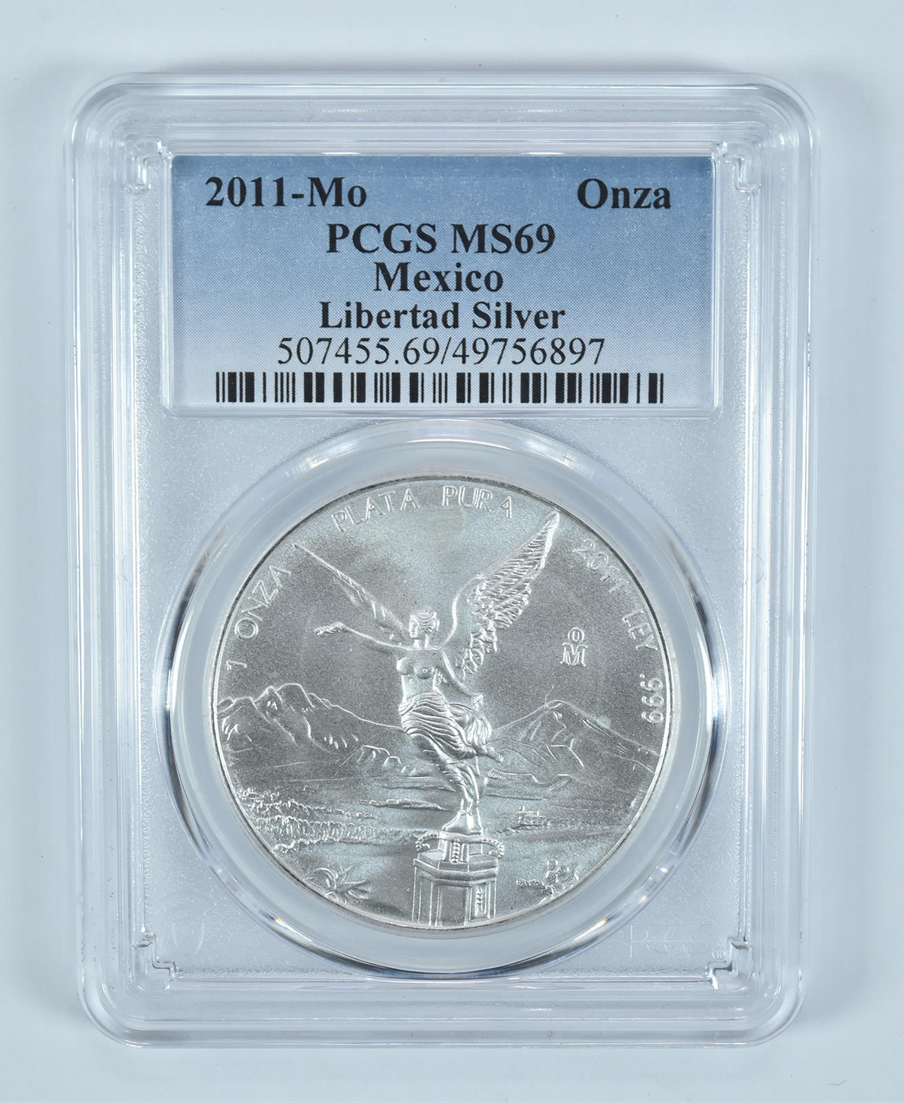 2011 Mo Mexico 1 Onza Silver Libertad MS69 PCGS Blue Label
