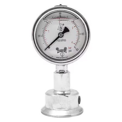 Winters Psq15803 Pressure Gauge, 0 To 60 Psi, 2 1/2 In Dial, 1 1/2 In