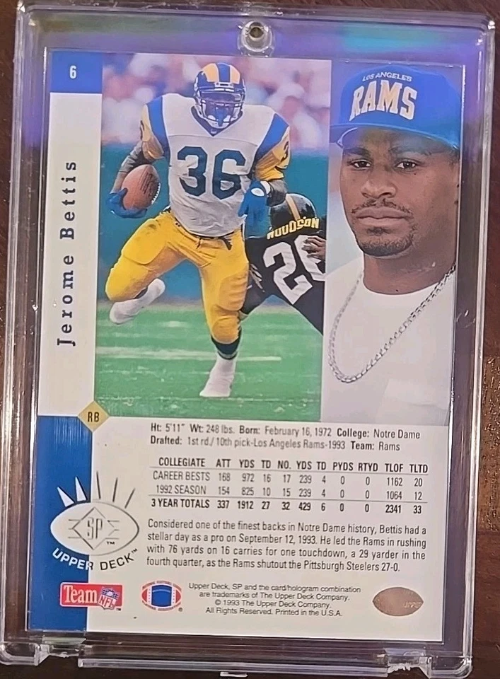 Upper Deck Jerome Bettis RC Premier Prospects 1993 refractor RC SP CASI NUEVO + RAMS☆ Foto 4 de 4