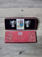 VTG Konge Tinn Royal Pewter Egg Cups Norway Viking Hardanger Bestikk w/ Box Rare