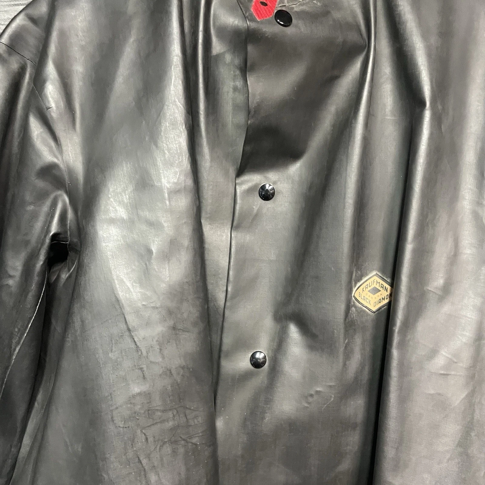 Black Diamond Kaufman Rubber Foul Weather Raincoat Fisherman Miner Fireman VTG L - product detail image 3