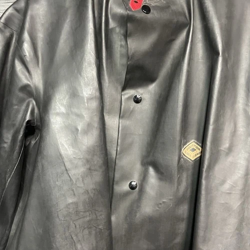 Black Diamond Kaufman Rubber Foul Weather Raincoat Fisherman Miner Fireman VTG L image 3