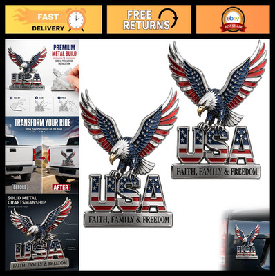 Patriotic Eagle Car Emblem - Metal Badge 1776-2026 Decal for Truck, SUV, Motorcy