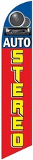 Auto Stereo blue/red Feather Banner Swooper Flag -No Wind Required-...
