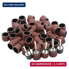 50pcs Sanding Drum Bands 40 Grit with 5pcs Sanding Mandrel Kit Rotary Nail Drill