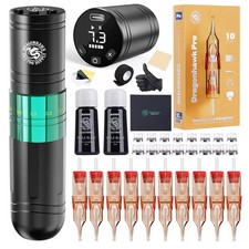 DRAGONHAWK A2 Wireless Tattoo Pen Kit with 2 Batteries Adjustable Stroke NEW 