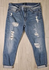 Seven For All Mankind Women's Jeans Distressed Blue Ripped Ankle  W30xL27