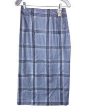 Talbots Women 6 Petite Vintage Wool Maxi Skirt Plaid Pencil Italian 90s Blue NWT
