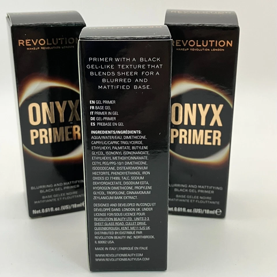 Revolution Onyx Primer Blurring & Mattifying Black Gel Primer 18ml Lot Of 3 Pcs - Image 2 of 4